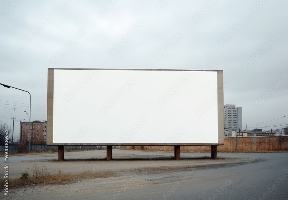 an empty billboard on the side of a street an empty billboard on the side of a street