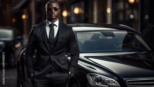 Driver Posing Next to a Luxurious Car © jambulart