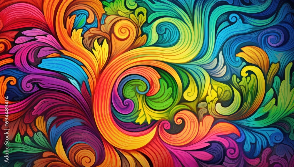 Vibrant and Psychedelic Abstract Design with Swirling, Wavy Patterns Vibrant and Psychedelic Abstract Design with Swirling, Wavy Patterns