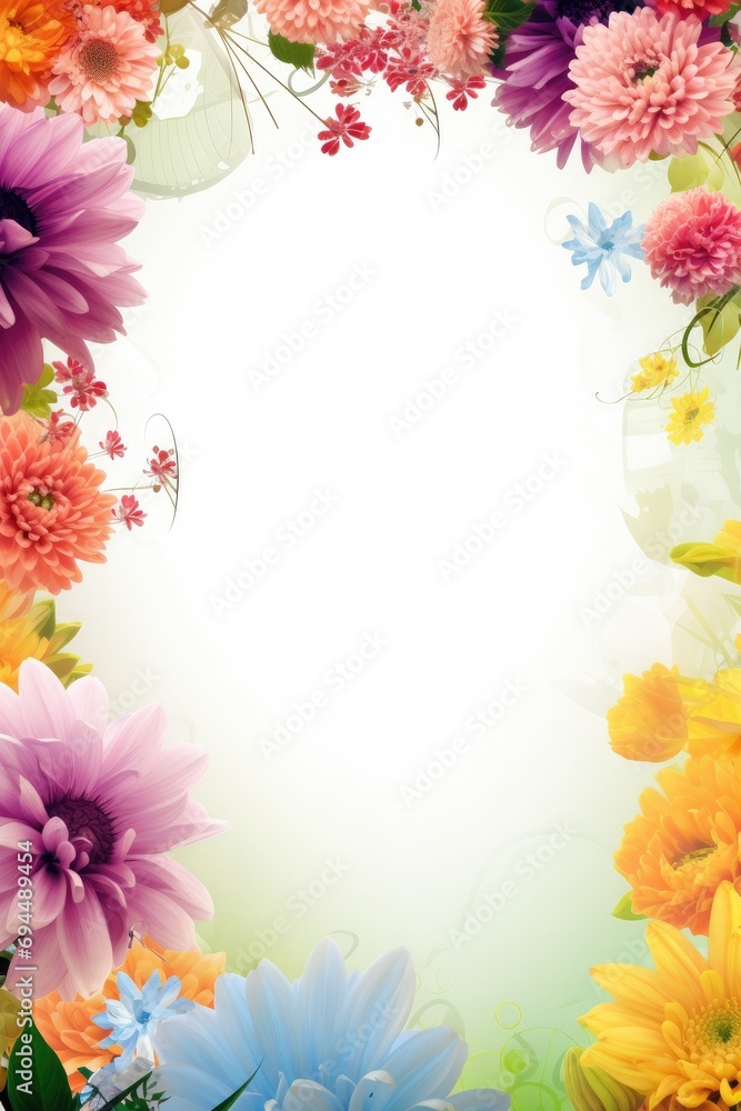 Vivid garden with vibrant flowers, flourishing plants, and ample space for your message Vivid garden with vibrant flowers, flourishing plants, and ample space for your message