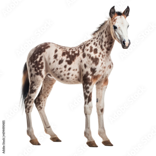 Standing Appaloosa horse isolated on white or transparent background  png clipart  design element. Easy to place on any other background.