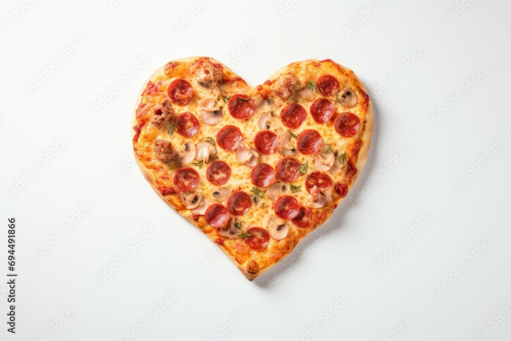 Heart shaped pizza. Romantic baked. Generate Ai Heart shaped pizza. Romantic baked. Generate Ai
