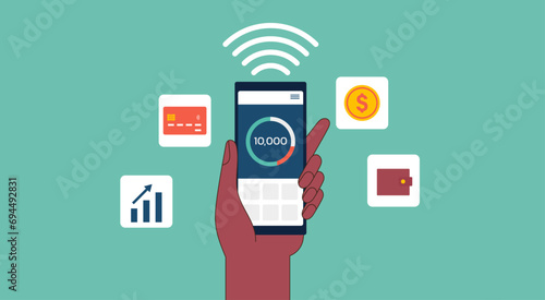 Fintech Innovation, Transforming Transactions with Mobile Payment with Digital Banking App and Wallet, Vector Flat Illustration Design