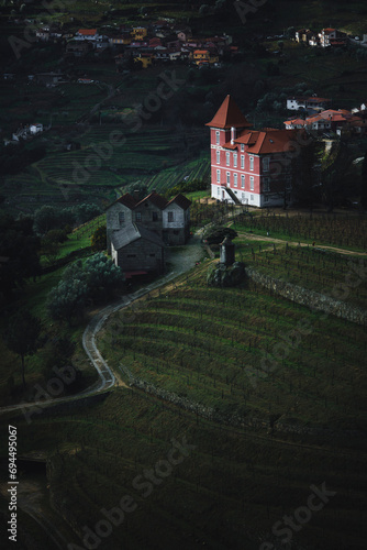 A Portuguese village in the rolling hills of the Douro Valley wine region. photo