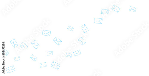 Isolated blue envelopes  mails wave on transparent background. illustration for element. communication concept.