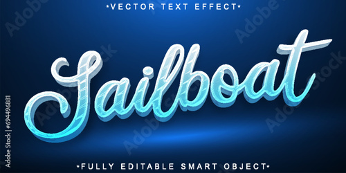 Blue Sailboat Vector Fully Editable Smart Object Text Effect