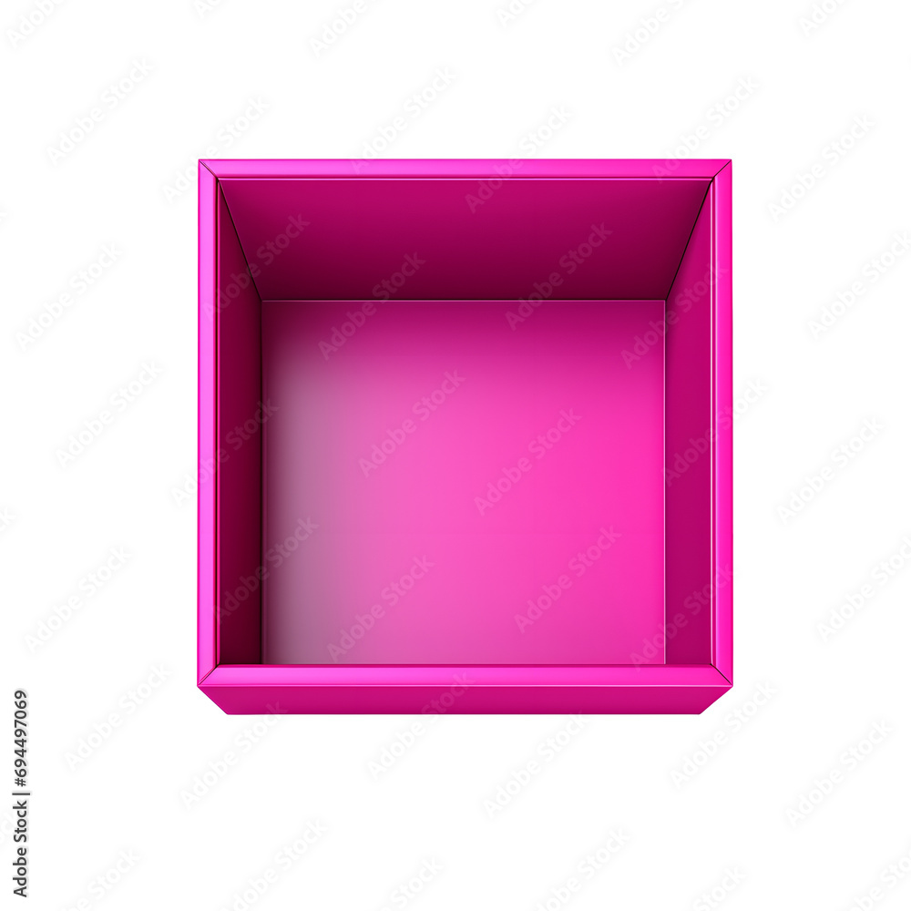 Top view of pink opened box with empty space for product display or similar cases. Transparent PNG inside Top view of pink opened box with empty space for product display or similar cases. Transparent PNG inside
