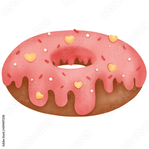 Pink donut with mini heart decorated