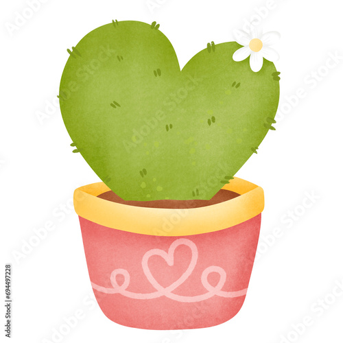 Heart cactus in pink bowl 
