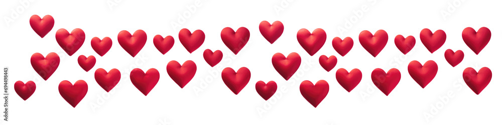 Red heart isolated on white transparent background. Love, Valentine day banner. PNG