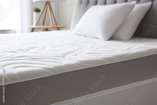 White memory foam mattress topper on bed photo