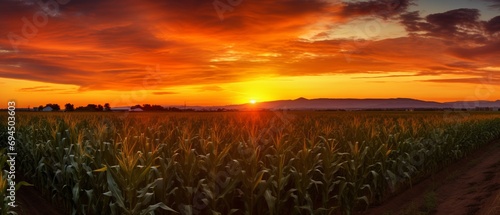Silhouette of a corn field at dawn © ColdFire