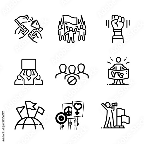 Icon sets. Activist. People's democracy. organizational protection. Illustrations vector.
