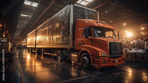 Semi-Trailer Truck Inside A Warehouse Is Loaded With Cargo © Imeji Main