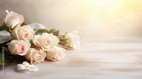 Romantic wedding background with space for vows  flowers  and timeless love