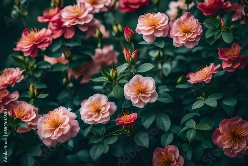 Photo realistic photography of blooming chinese rose flowers generative ai
