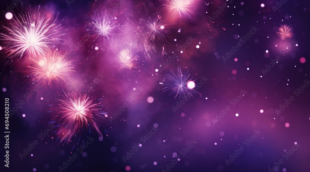 Fototapeta premium fireworks bursting in the sky against dark background