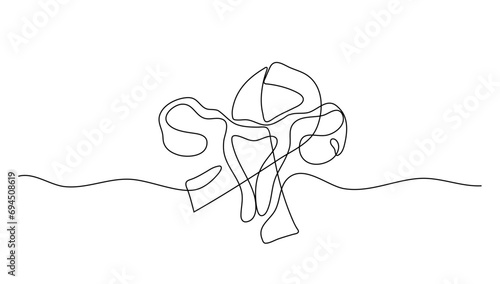 Continuous line art or One Line drawing of cervical cancer for vector illustration, medical.  World cancer day concept