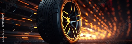 car tire banner design with copy space photo