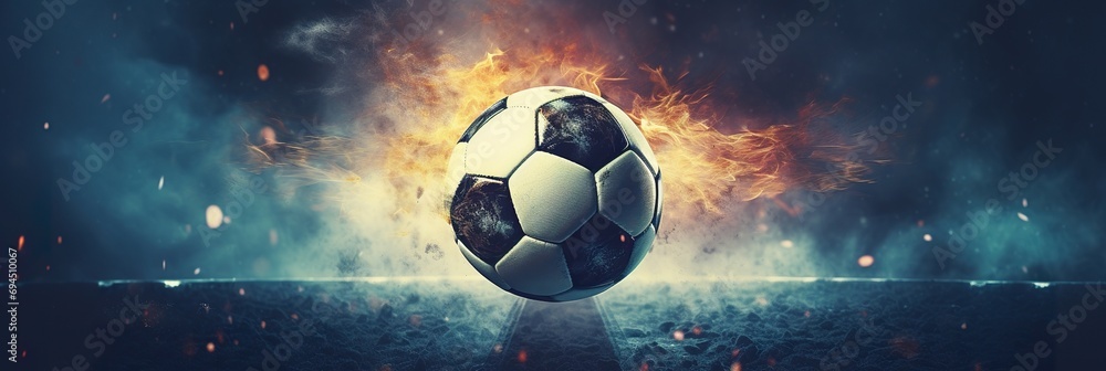 Naklejka premium soccer banner design with copy space