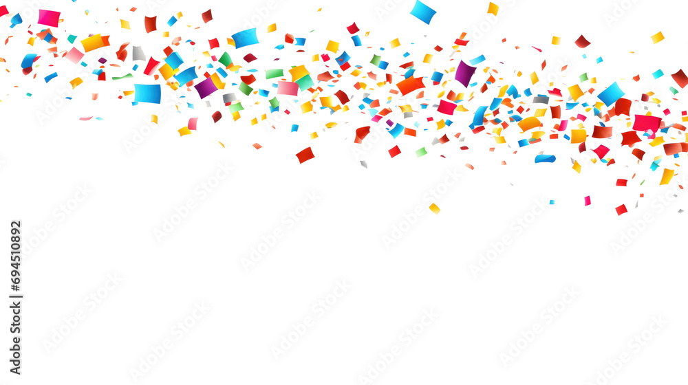 Colorful confetti isolated on white or transparent background