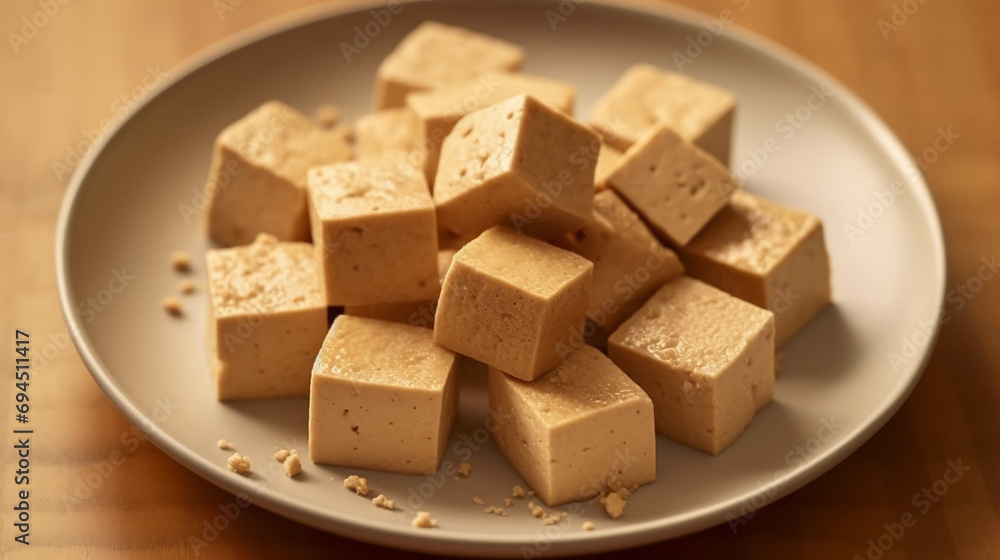 Cubes of organic tofu vegan food Cubes of organic tofu vegan food