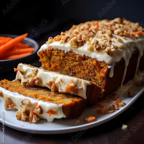 Carrot Cake with cream cheese frosting and walnuts
