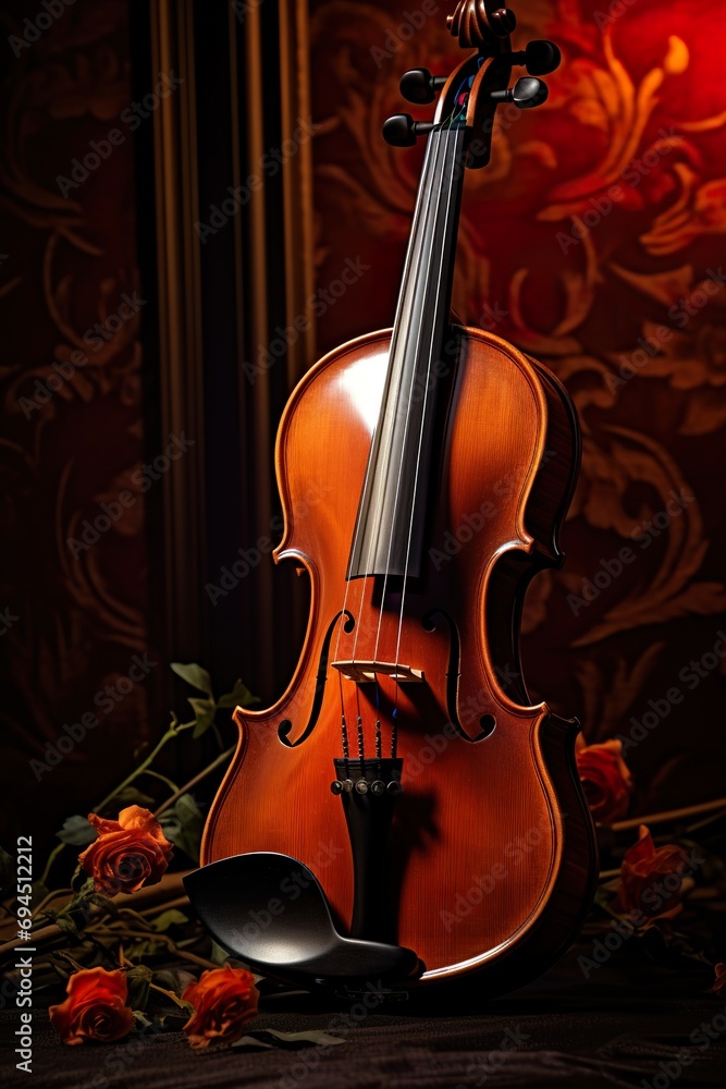 violin music banner design with copy space