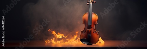 violin music banner design with copy space photo