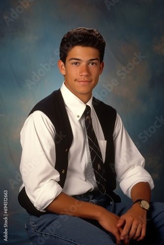 Young man's classic portrait in vest and tie