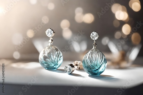 silver earrings with diamonds photo