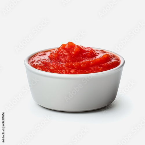 Spicy salsa sauce with tomatoes, separately isolated on a white background