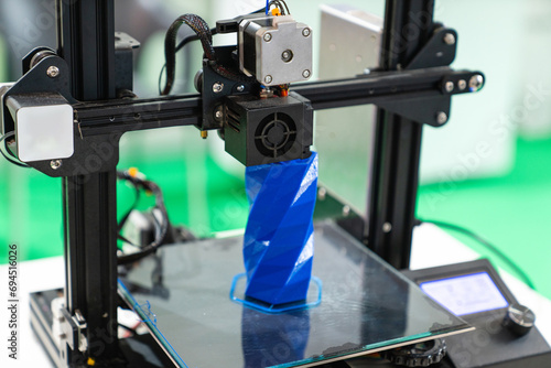 A 3d printer in the laboratory prints a structure from a polymer.