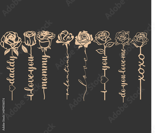 Rose Flower Laser Cut Bundle Design 