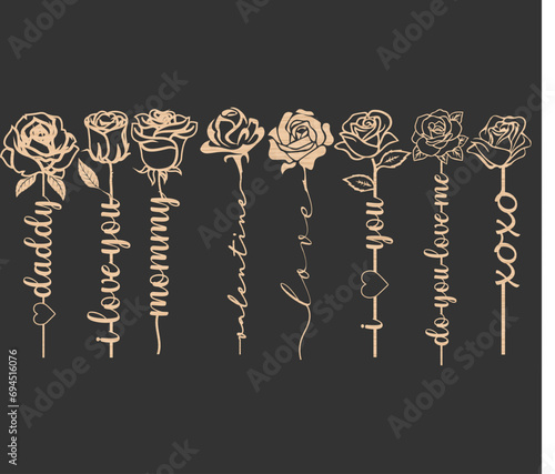 Rose Flower Laser Cut Bundle Design  photo