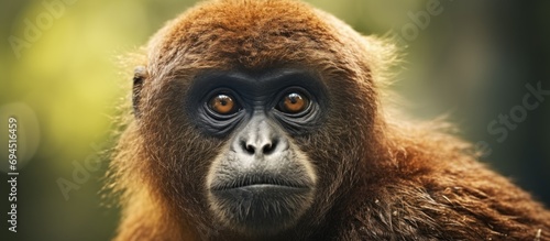 The South American ape, known as the Common Woolly Monkey, is found in Colombia, Ecuador, Peru, Bolivia, Brazil, and Venezuela, residing in the Amazon rainforest. photo