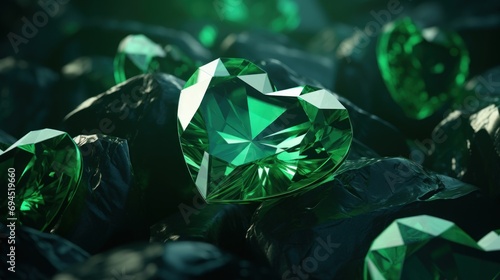  a close up of a green diamond in a pile of other green diamond in a pile of other green diamonds.