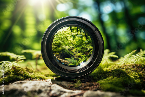 Camera lens with lense reflections photo