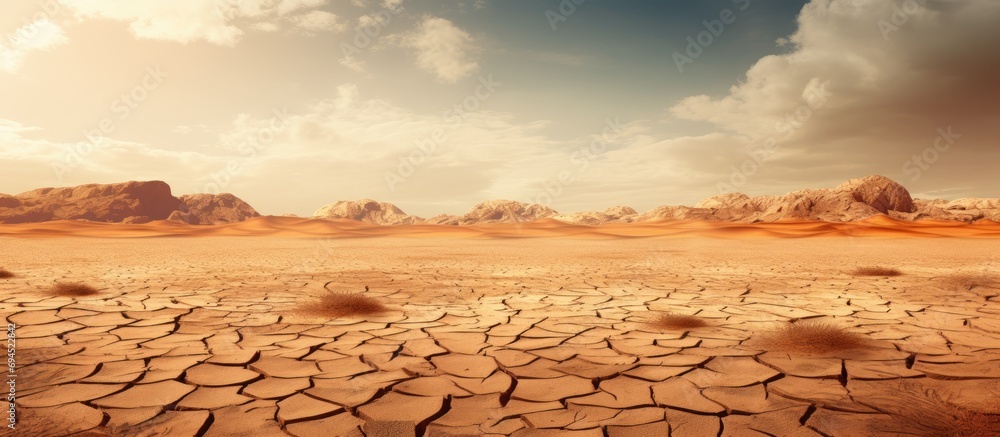 Global warming affecting desert sands. - obrazy, fototapety, plakaty 