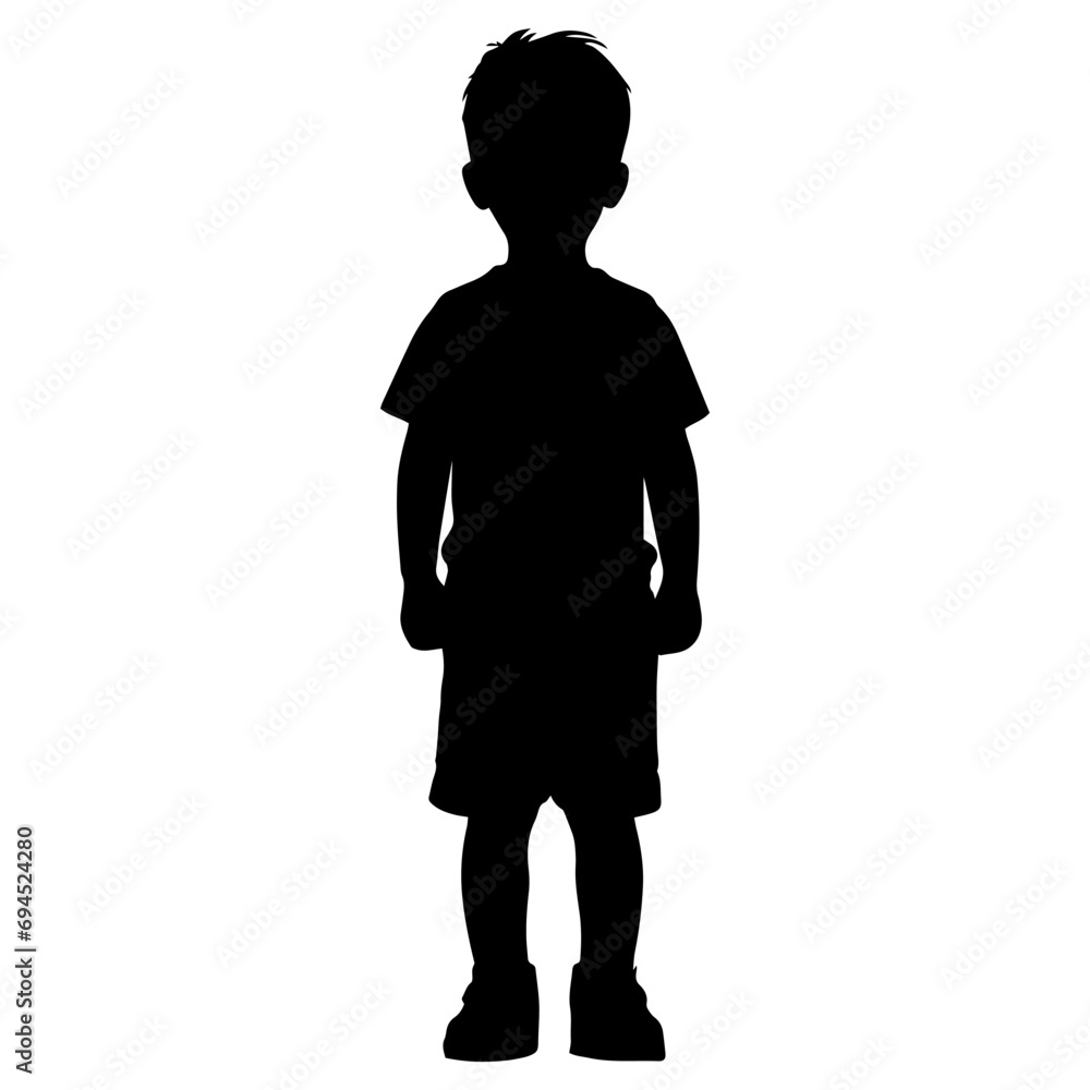 Obraz premium Vector illustration. Full length silhouette of a child. Print sticker template.