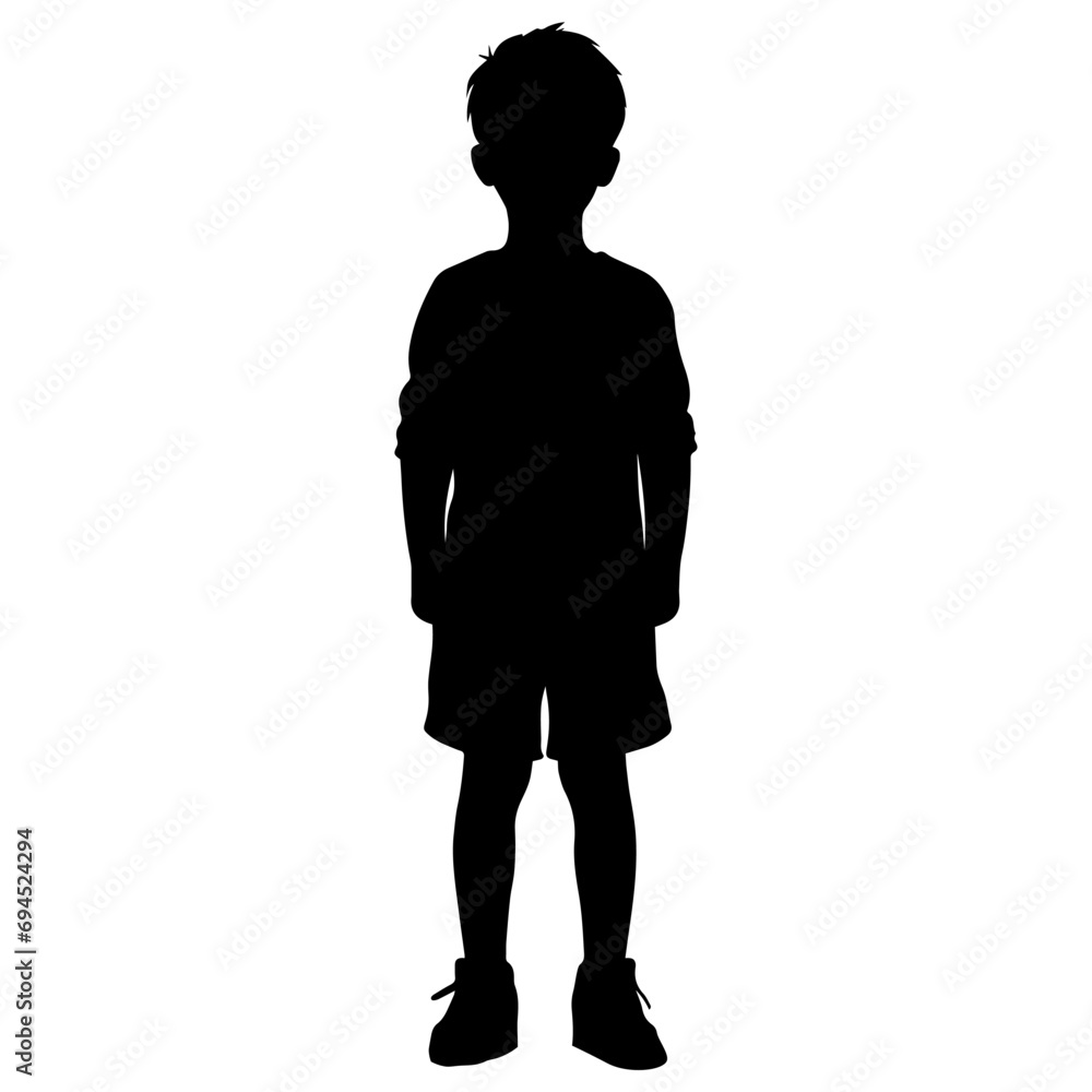 Vector illustration. Full length silhouette of a child. Print sticker template.