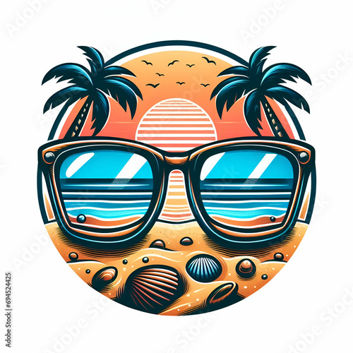 Vector tropical sunglasses isolated on white background 