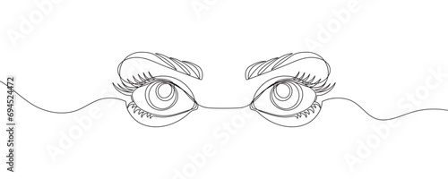 Continuous line illustration of beautiful eyes. female eyes in one line