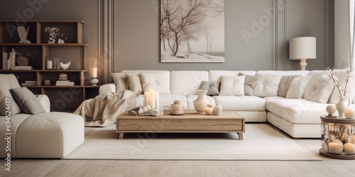 Cozy living room with white furniture © Lasvu
