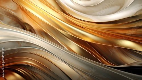 3d metallic silk wavy wave abstract wallpaper background ai generated