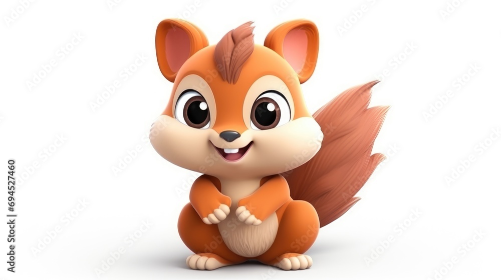 3d squirrel character icon illustration isolated on white background ai generated