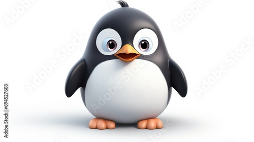 3d cute penguen character isolated on white background ai generated
