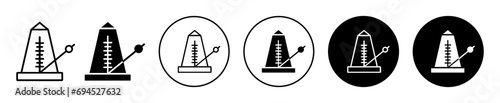 Classic Metronome icon. old antique  metronome keep a consistent tempo by steady click marking a musical interval to speed up or slow down music beat play by pendulum symbol vector. 