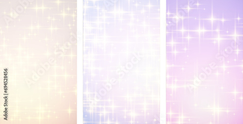 Set of starry glittering banners with golden shiny stars.