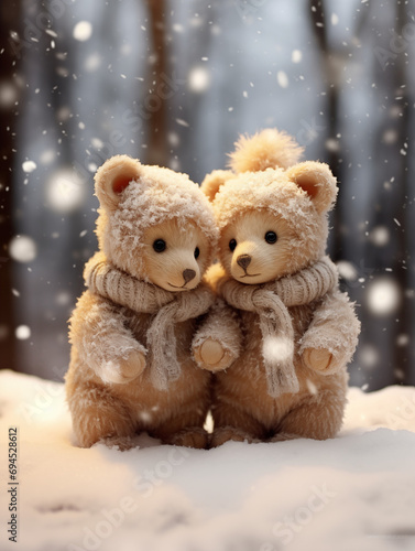 Two little snowmen in the snow © ch3r3d4r4f43l